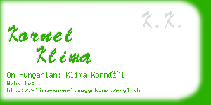 kornel klima business card